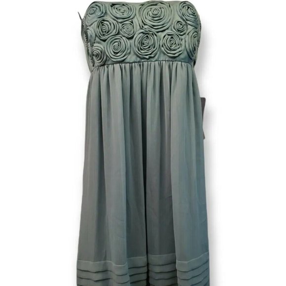 Max & Cleo Green Rosette Midi Dress – Size 12, Spaghetti Strap, NWT - Picture 2 of 9